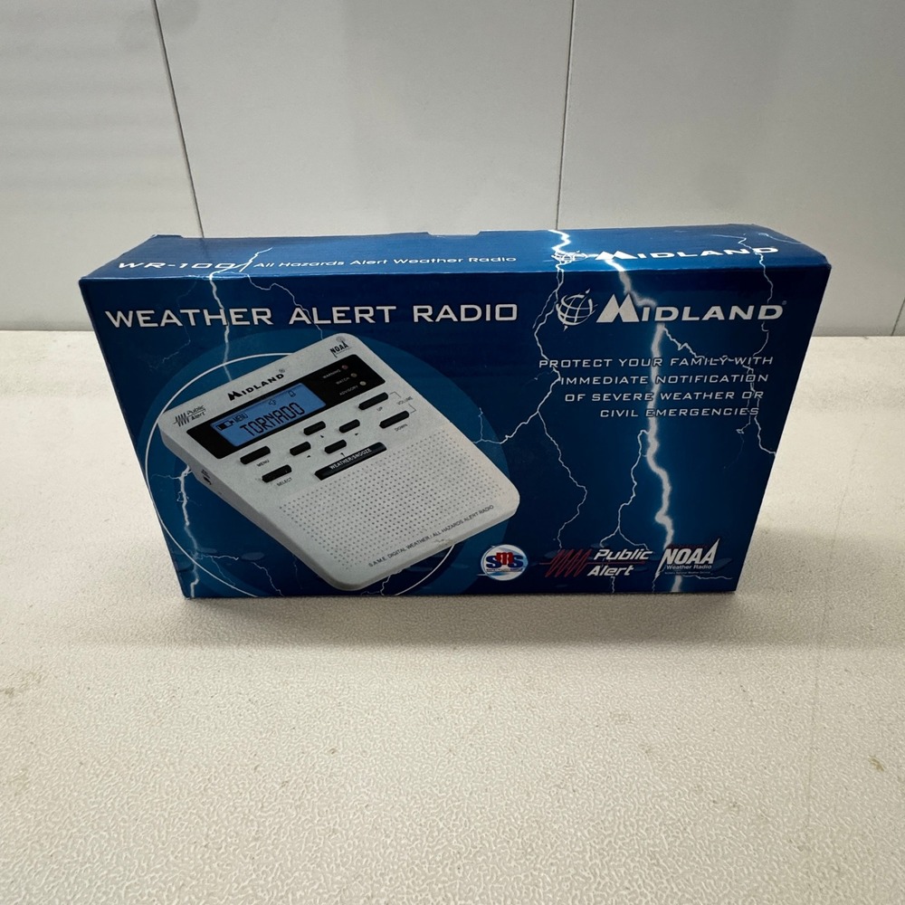 Midland WR-100 All Hazards Alert Weather Radio NOAA S.A.M.E. Digital White